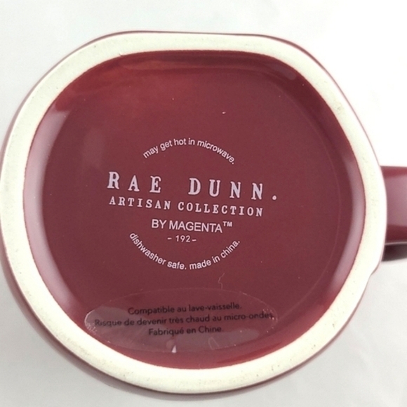 ⭐️2/ $50⭐️ Rae Dunn Glossy Burgundy Coffee Mug Large White  Letters AUTUMN VIBES - Picture 6 of 9